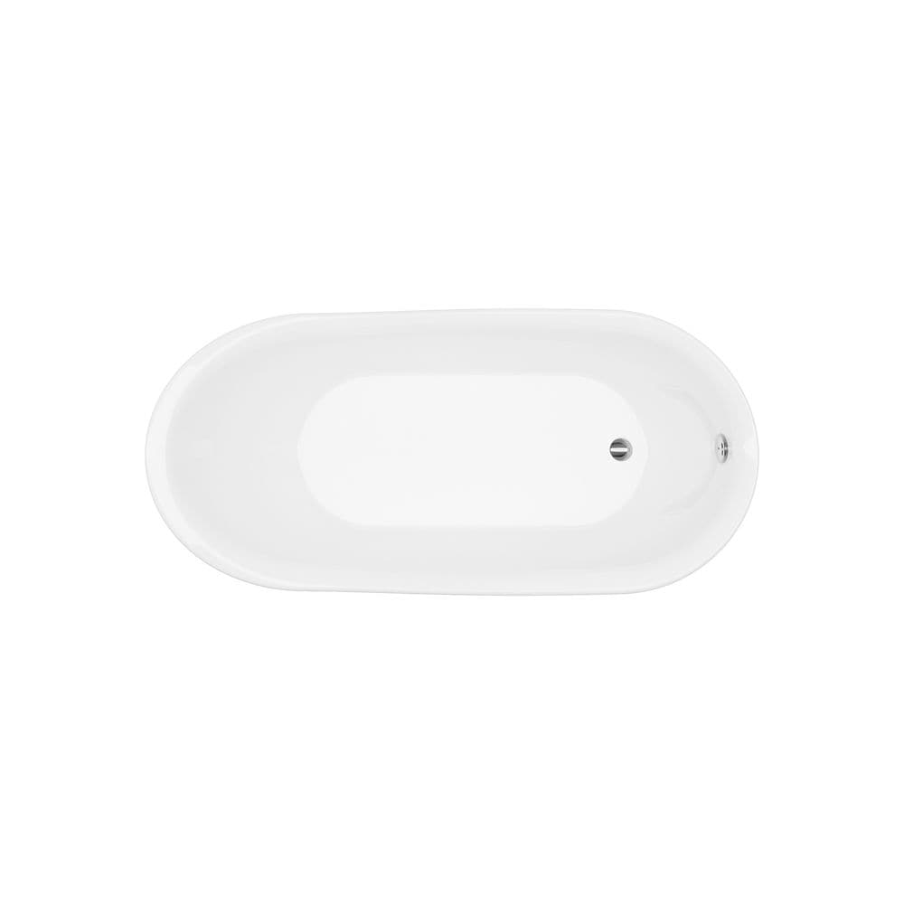 Baignoire autoportante en acrylique Kyan de 68 pouces à fond plat en blanc sans robinet