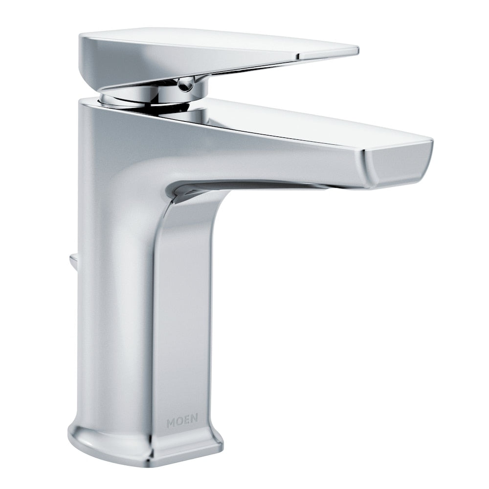 Robinet de lavabo de salle de bain à poignée unique et trou unique en chrome (vidange et valve incluses)