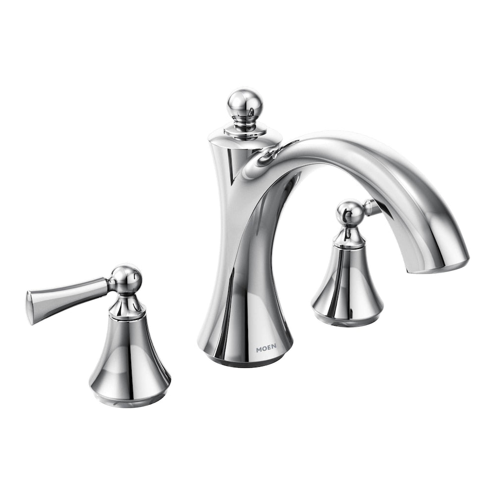 Ensemble de garniture de robinet de baignoire romaine à arc élevé à 2 poignées Wynford avec poignées à levier en chrome (robinet non inclus)
