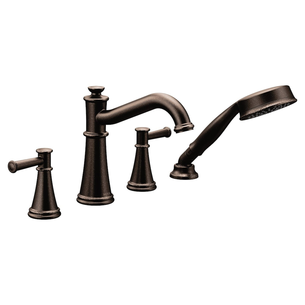 Robinet de baignoire romaine à 2 poignées Belfield avec douchette en bronze huilé (robinet non inclus)