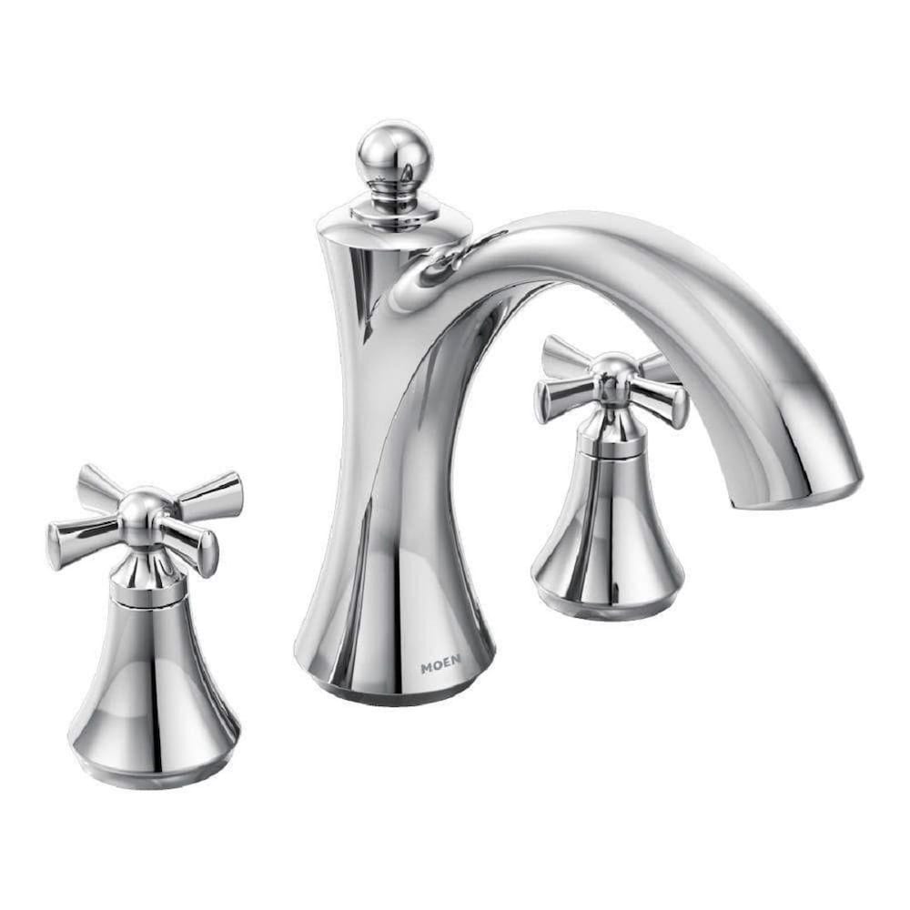 Ensemble de garniture de robinet de baignoire romaine à arc élevé à 2 poignées Wynford avec poignées croisées en chrome (robinet non inclus)