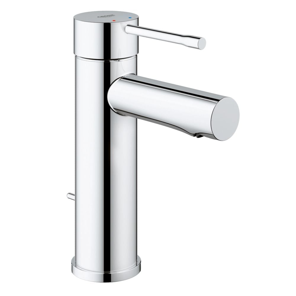Robinet de lavabo de salle de bain à arc bas et à poignée unique Essence à trou unique en chrome Starlight (robinet et drain inclus)