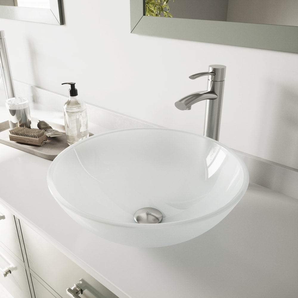 Robinet de salle de bain à poignée unique et trou unique Milo en nickel brossé