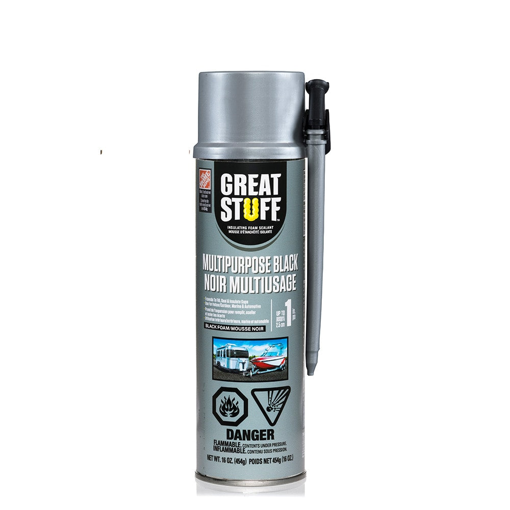 Multipurpose Black with Smart Dispenser 16 oz. Expanding Spray Foam Insulation, 454 g