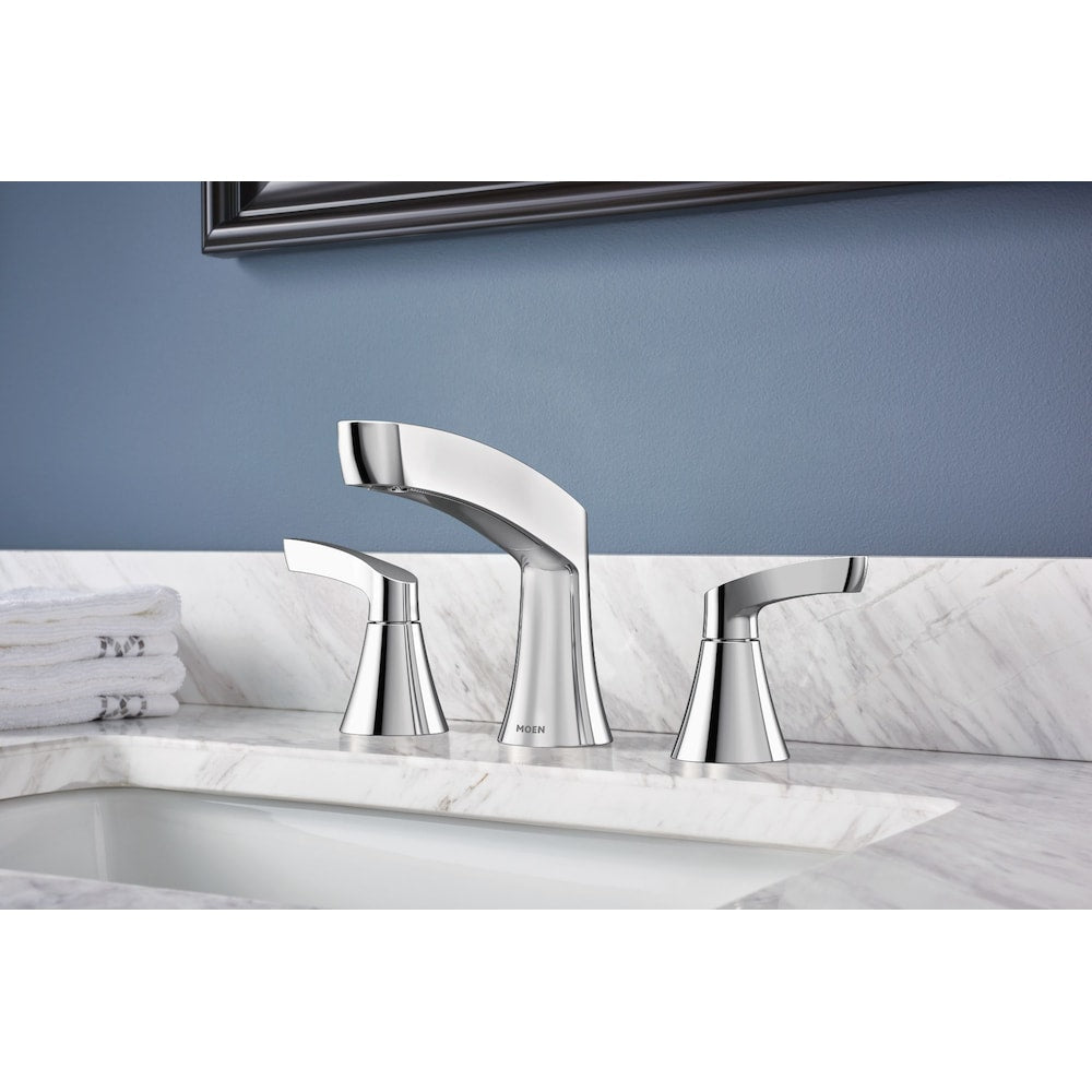 Robinet de lavabo de salle de bain à 2 poignées Danika de 8 à 16 pouces en chrome (drain et valve inclus)