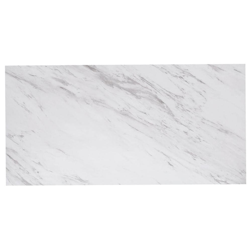 Carreaux de vinyle autocollants en marbre de Carrare de 12 po x 24 po (20 pi2/boîte)