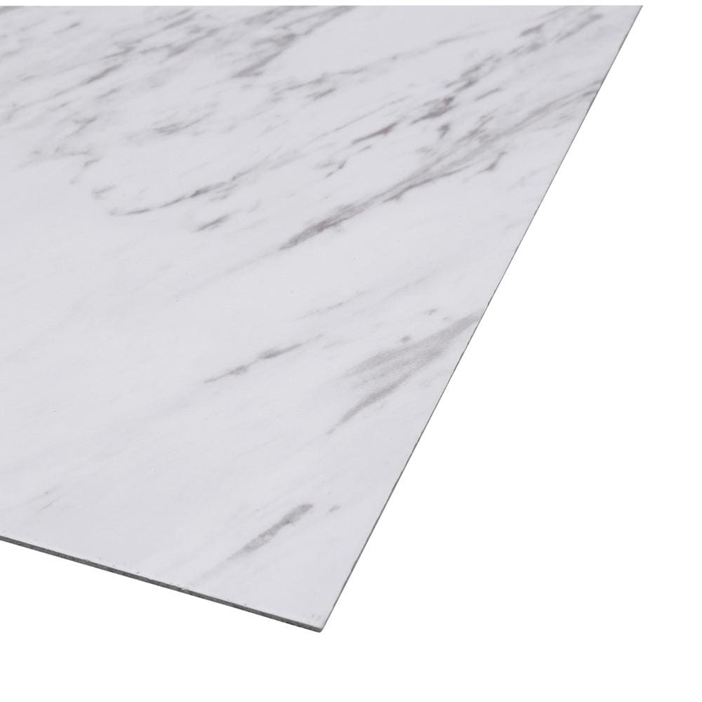 Carreaux de vinyle autocollants en marbre de Carrare de 12 po x 24 po (20 pi2/boîte)