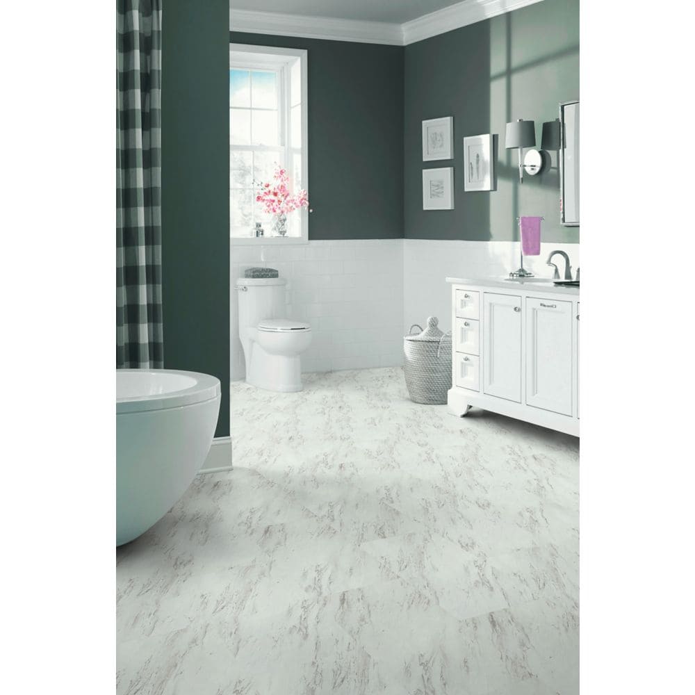 Carrara Marble 12-inch x 24-inch Peel and Stick Vinyl Tile (20 sq. ft. / case)