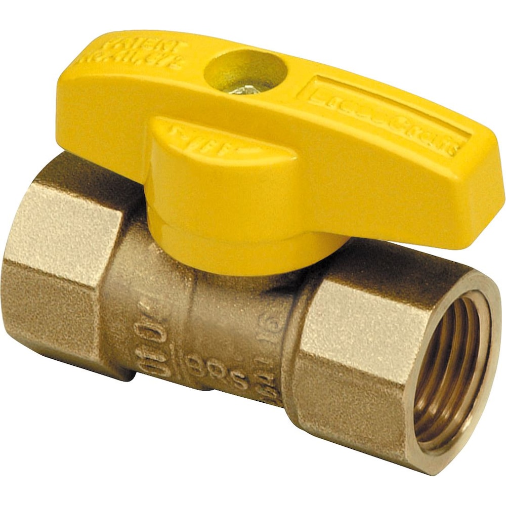 Robinet à bille pour gaz, droit 1/2" FIP x 1/2" FIP