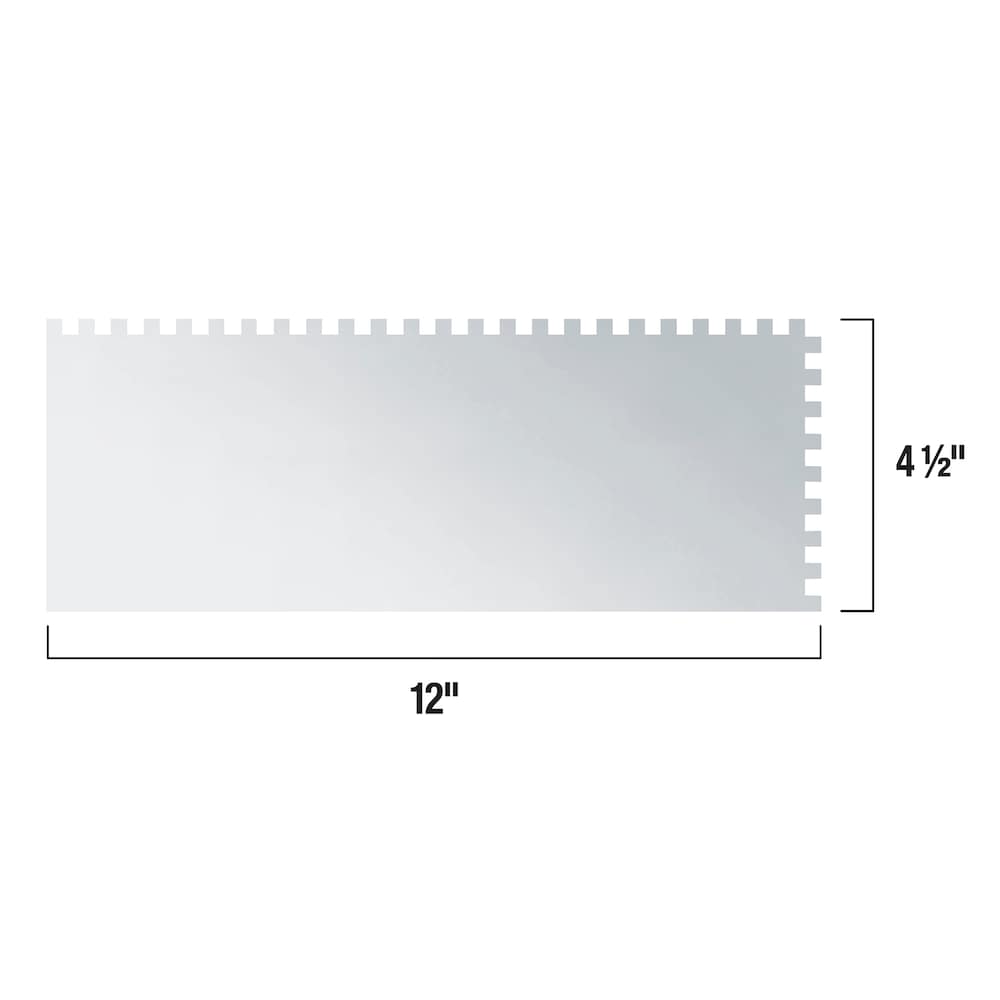 Truelle à plancher à encoches carrées XL en acier inoxydable avec manche en liège de 1/4 po x 1/4 po x 1/4 po