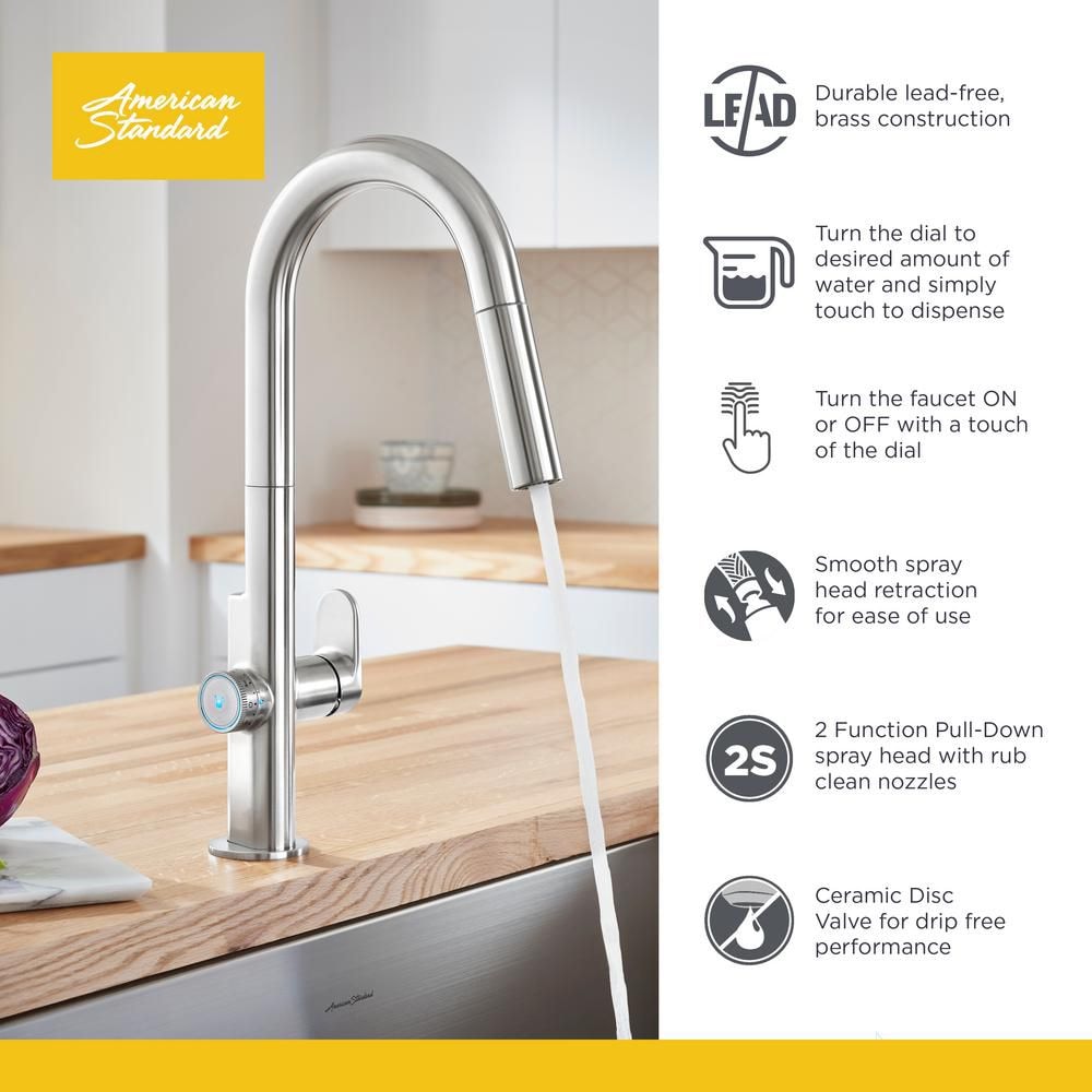 Robinet de cuisine Beale MeasureFill à poignée unique et double jet avec technologie tactile en chrome (robinet inclus)