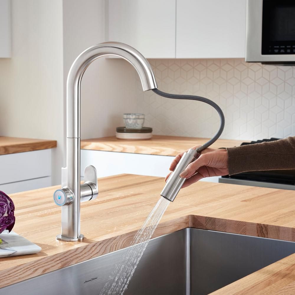 Robinet de cuisine Beale MeasureFill à poignée unique et double jet avec technologie tactile en chrome (robinet inclus)