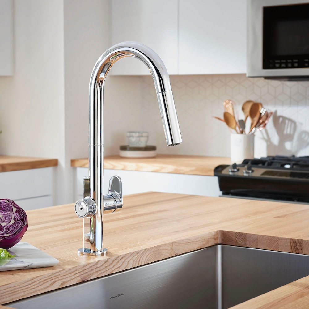 Robinet de cuisine Beale MeasureFill à poignée unique et double jet avec technologie tactile en chrome (robinet inclus)