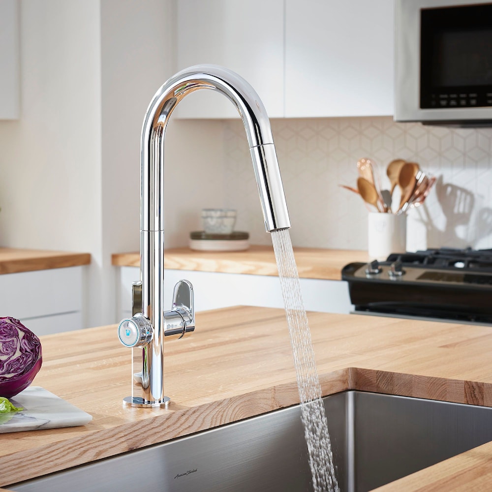 Robinet de cuisine Beale MeasureFill à poignée unique et double jet avec technologie tactile en chrome (robinet inclus)