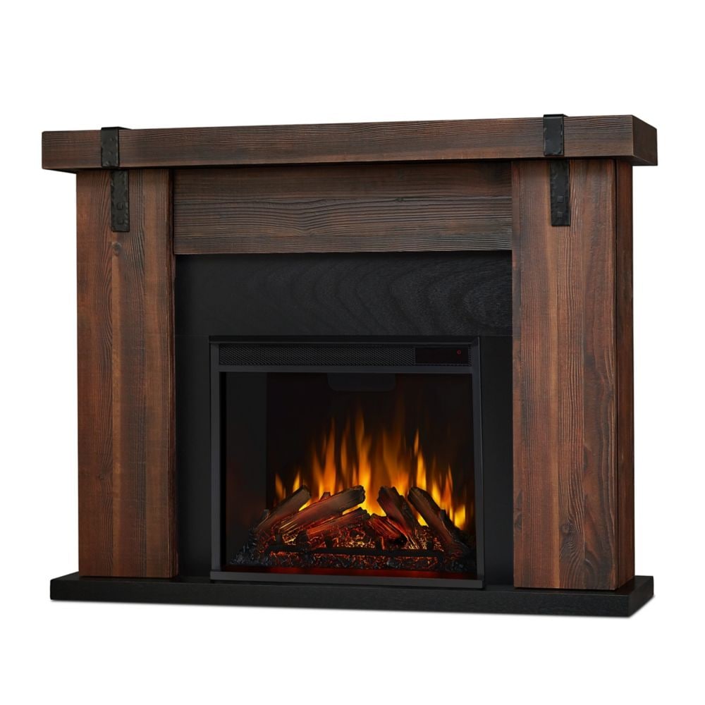 Aspen 49-inch Freestanding Electric Fireplace in Chestnut Barnwood
