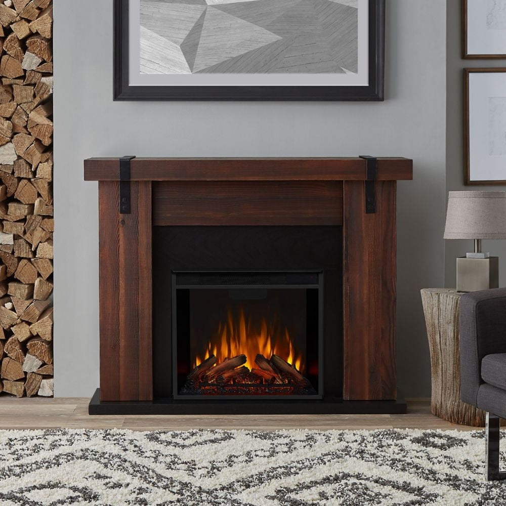 Aspen 49-inch Freestanding Electric Fireplace in Chestnut Barnwood