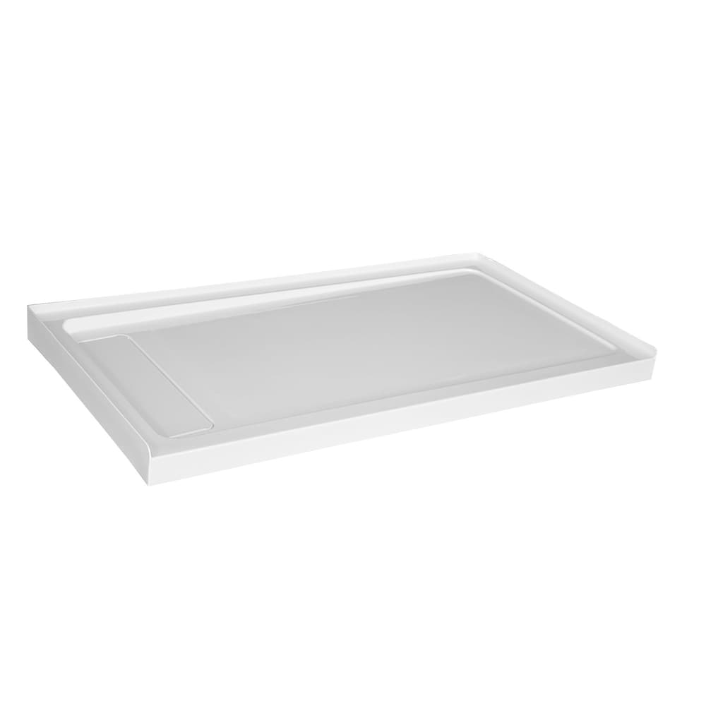 Base de douche en acrylique de 60 po x 32 po avec drain dissimulé à gauche et surface antidérapante