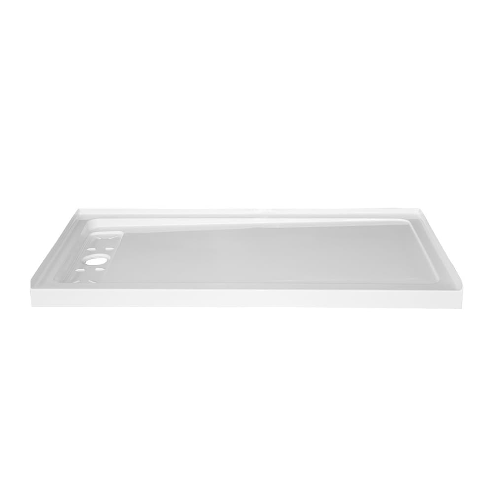 Base de douche en acrylique de 60 po x 32 po avec drain dissimulé à gauche et surface antidérapante