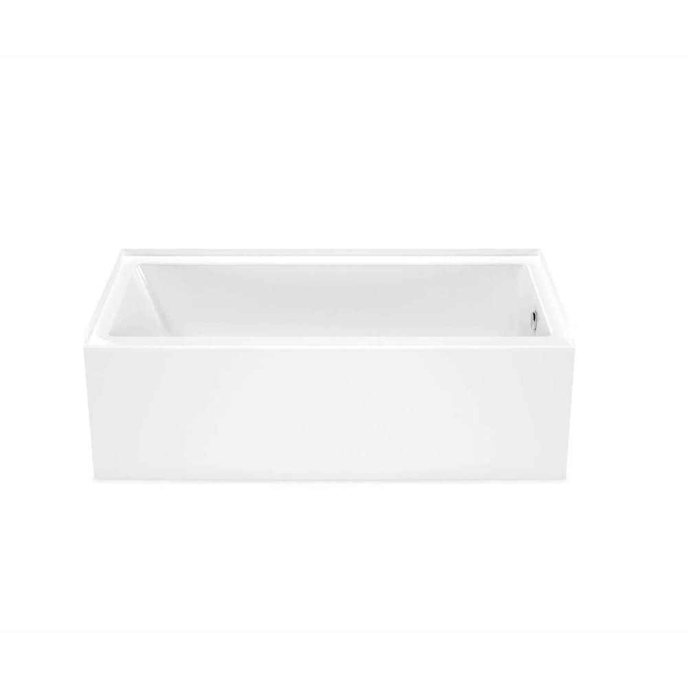Bosca 60L x 30W x 18H Acrylic Rectangular Alcove Bathtub, Right Drain, in White with 14-inch Soaking Depth