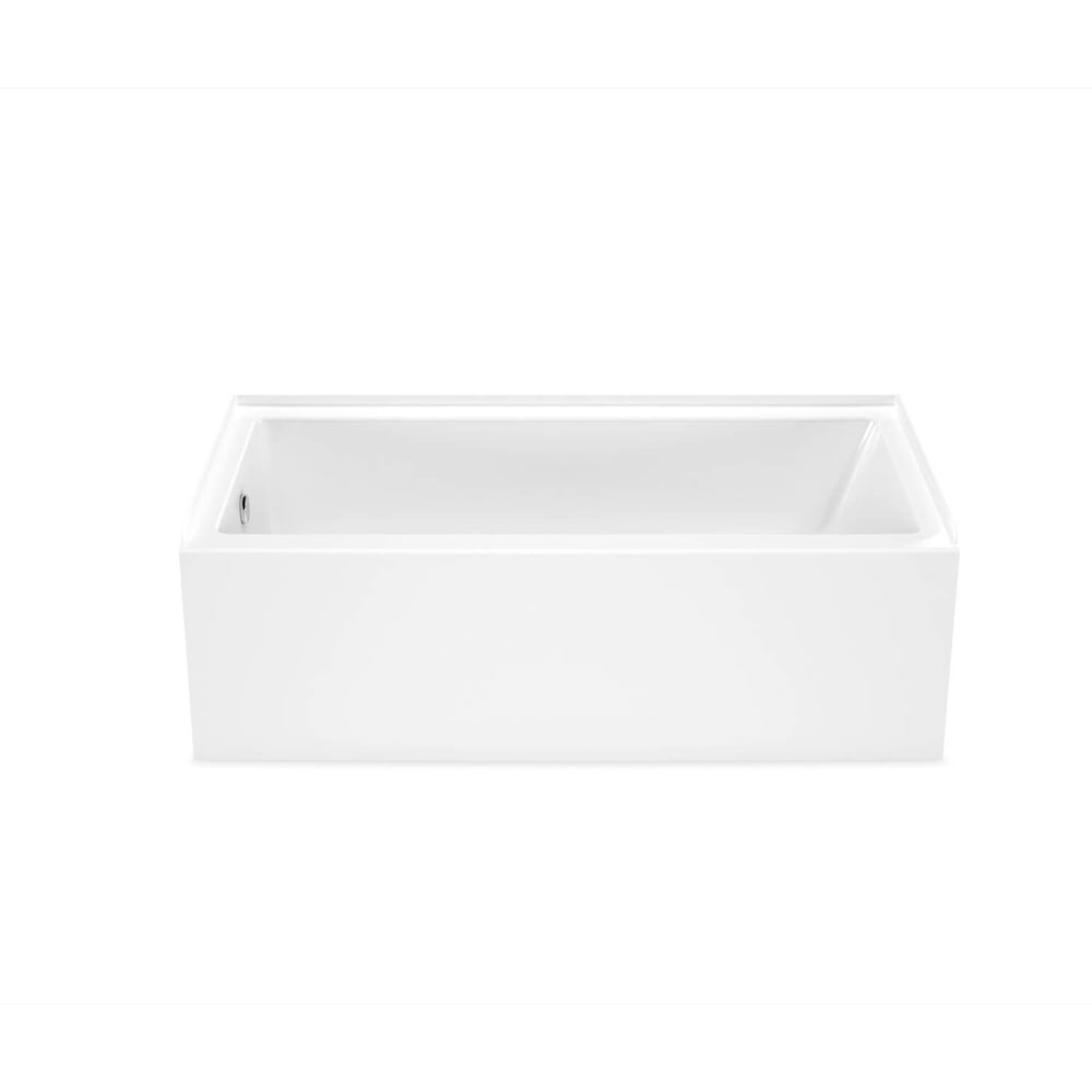 Baignoire en alcôve en acrylique Bosca 60L x 30W x 20H en blanc avec profondeur de trempage de 14 pouces et drain à gauche au-dessus du sol