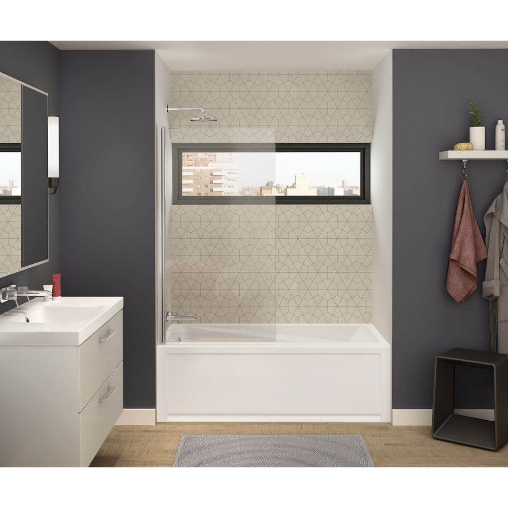 Axial 30W x 55.5H-inch Frameless Fixed Tub Shield in Chrome with Clear Glass