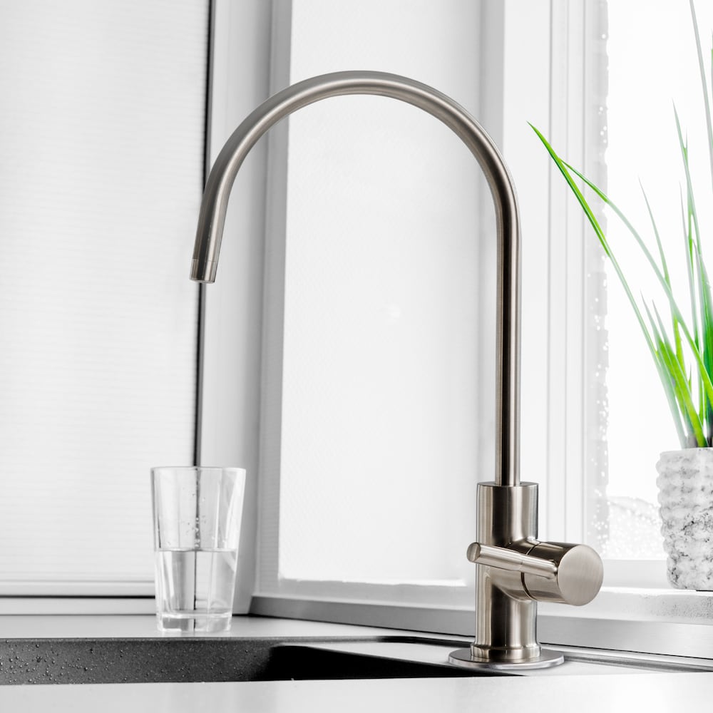 Robinet d'eau potable sans plomb pour évier de cuisine à osmose inverse iSpring GA1-BN, nickel brossé