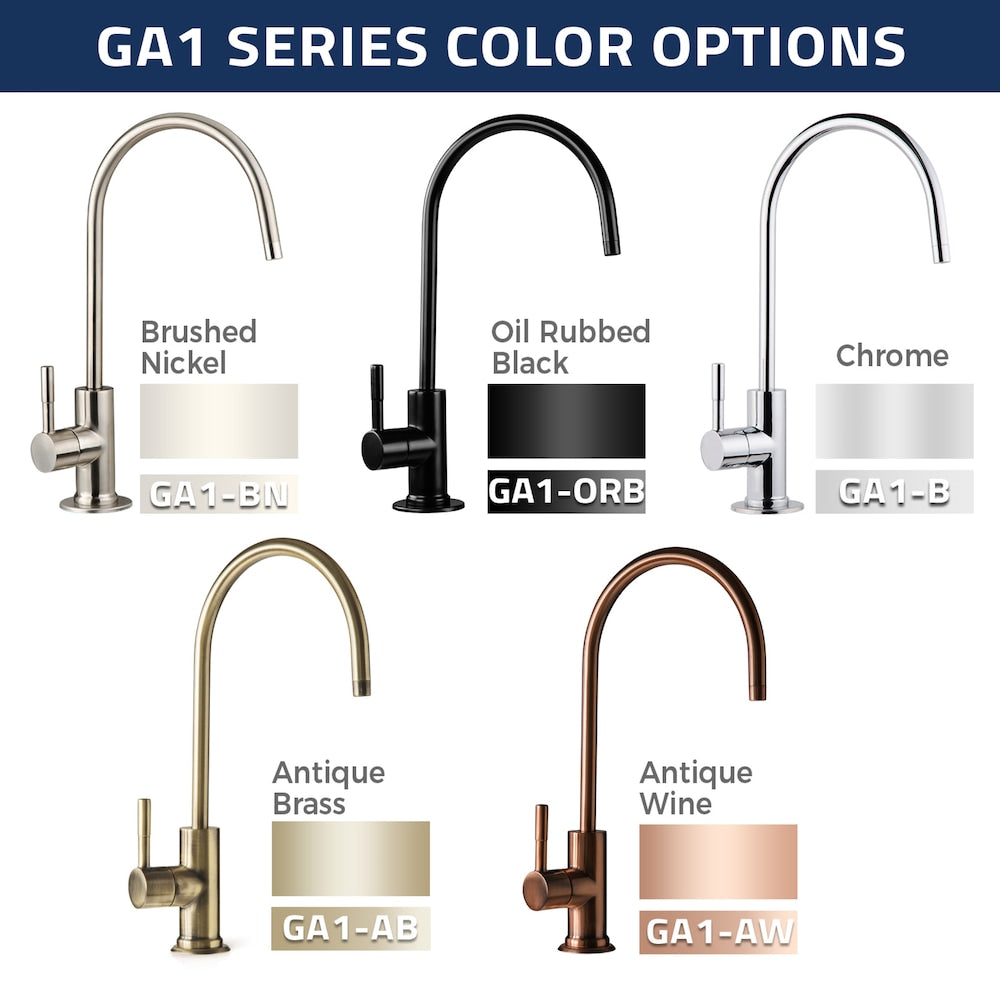 Robinet d'eau potable sans plomb pour évier de cuisine à osmose inverse iSpring GA1-BN, nickel brossé