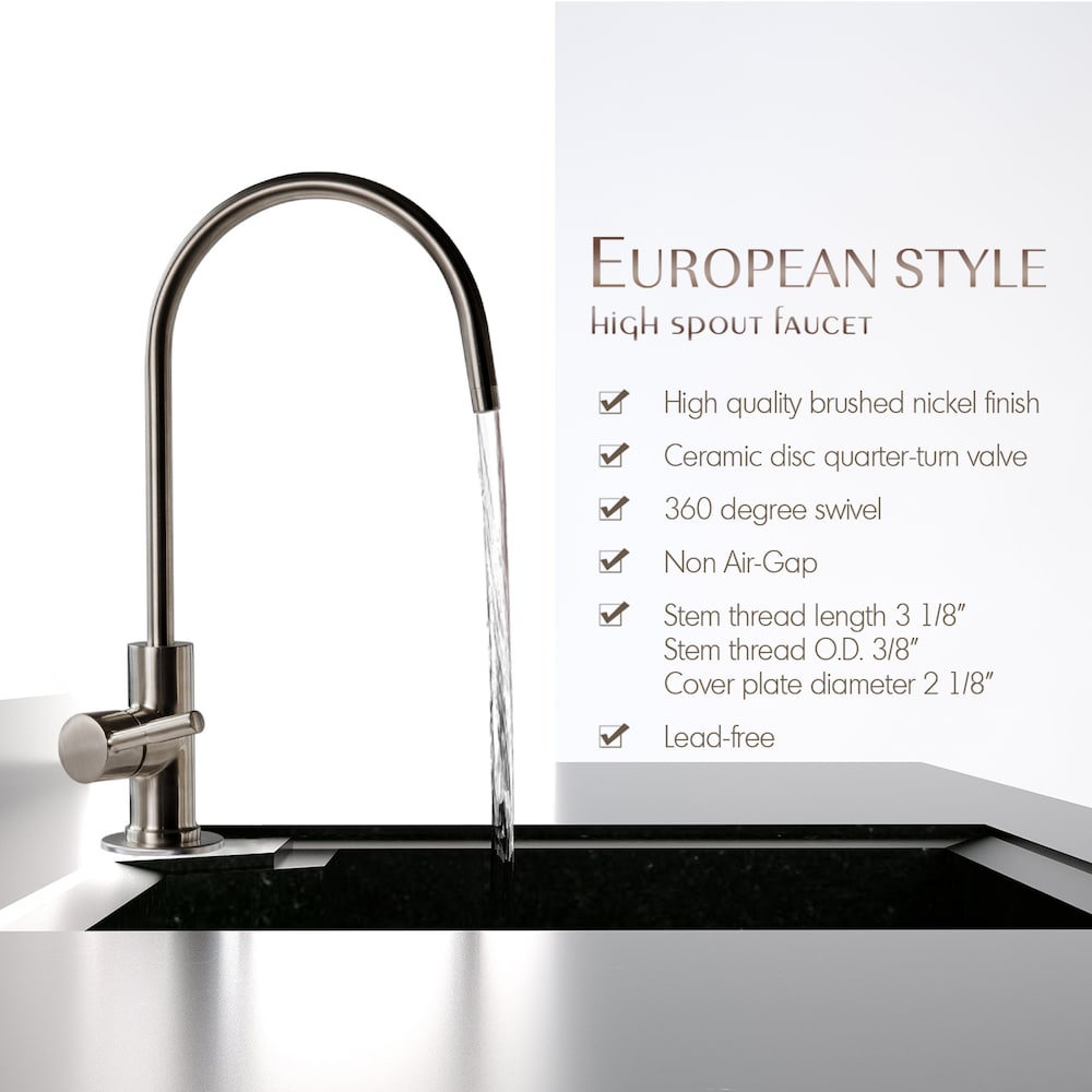 Robinet d'eau potable sans plomb pour évier de bar de cuisine à osmose inverse iSpring GA1-ORB, noir huilé