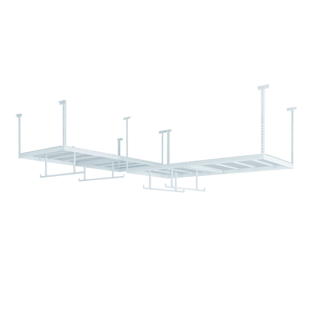 VersaRac Set of 2 Overhead Storage Racks in White with 4-Piece Hanging Bar Accessory Kit