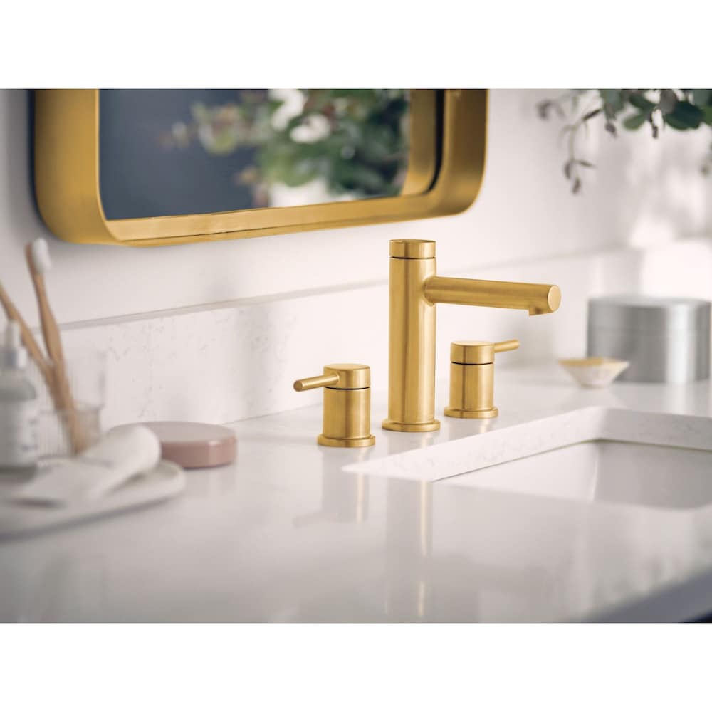 Robinet de lavabo de salle de bain à 2 poignées Align de 8 à 16 pouces en or brossé (drain inclus; valve non incluse)