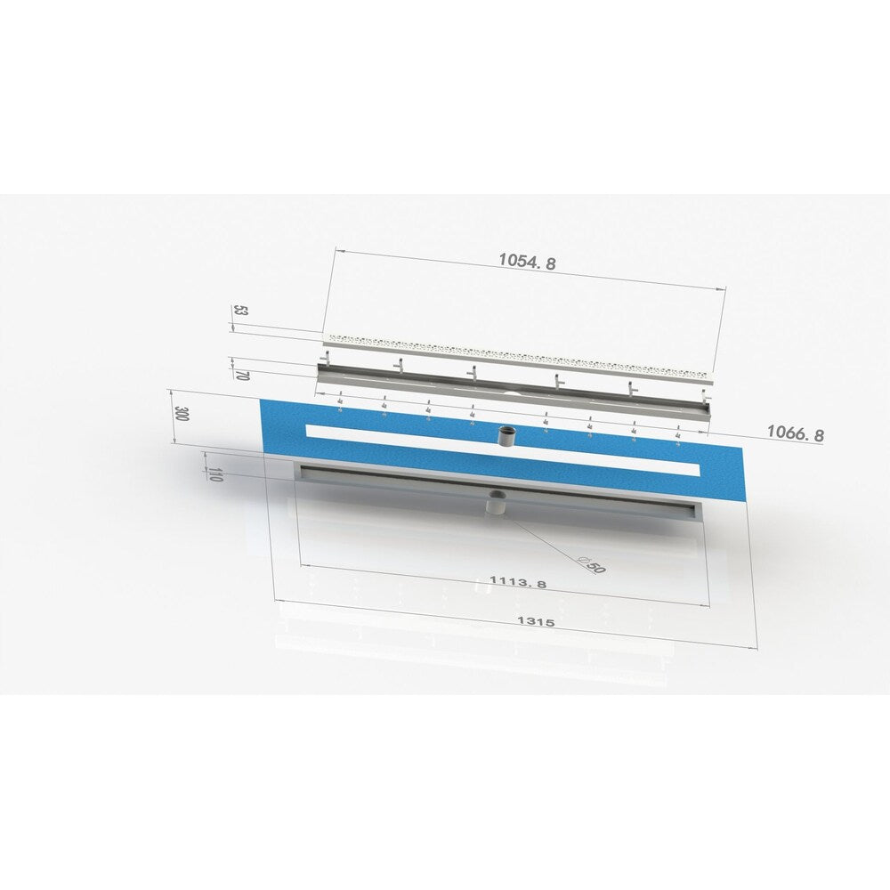 Linear Shower Drain 42-inch (Square - Nickel)