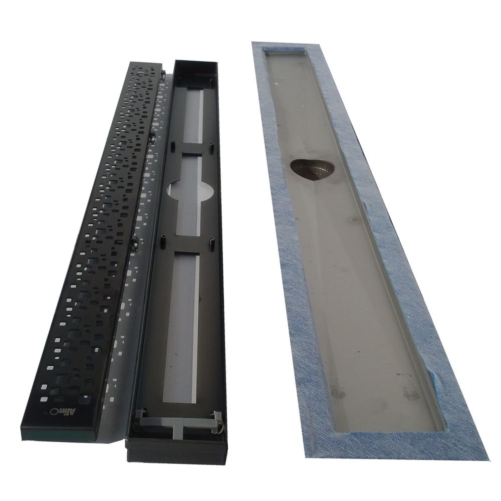 36-inch x 60-inch Linear Shower Kit with 30-inch Black Wall Drain