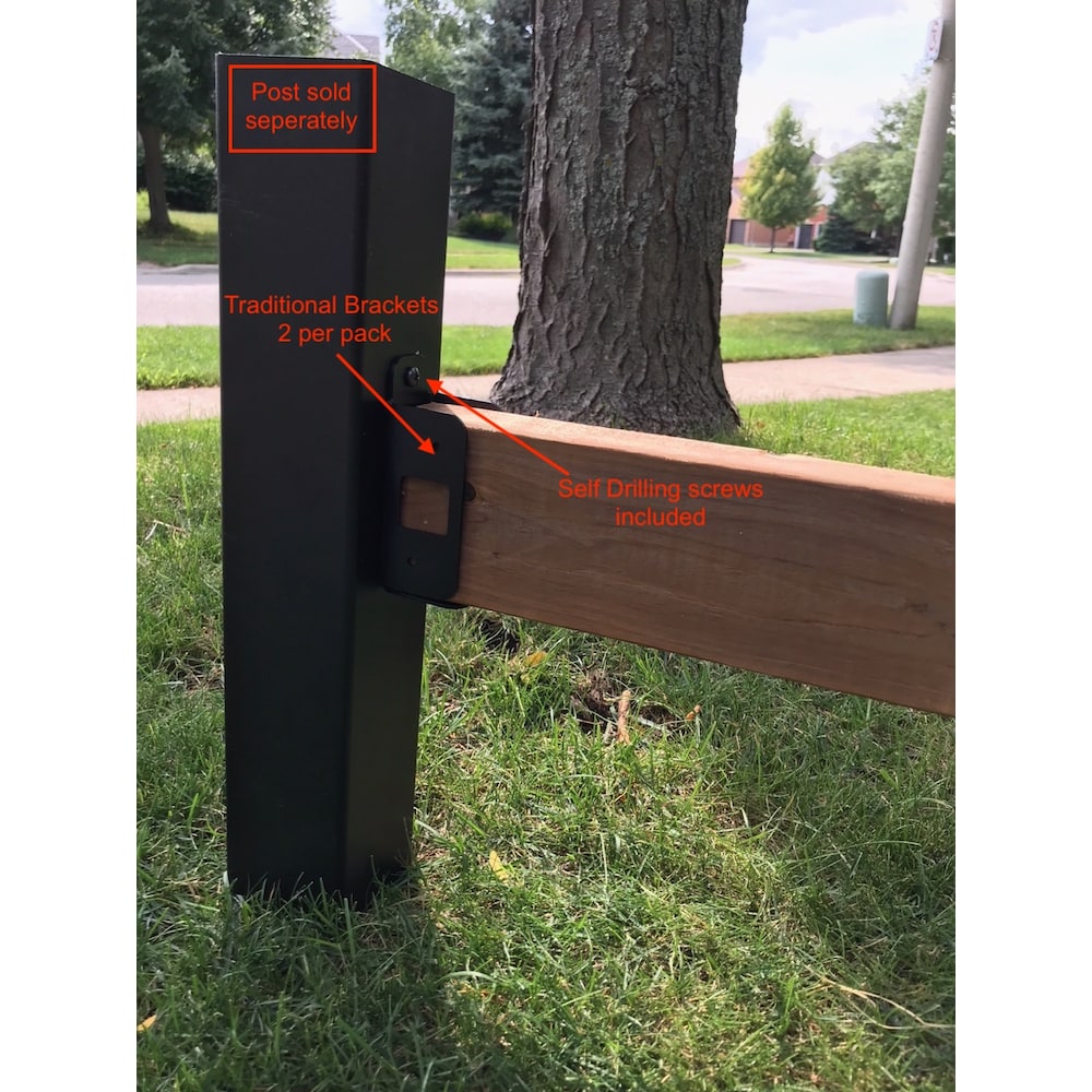 Kit de supports de clôture traditionnels pour rails en bois sur poteau en aluminium (2 supports)