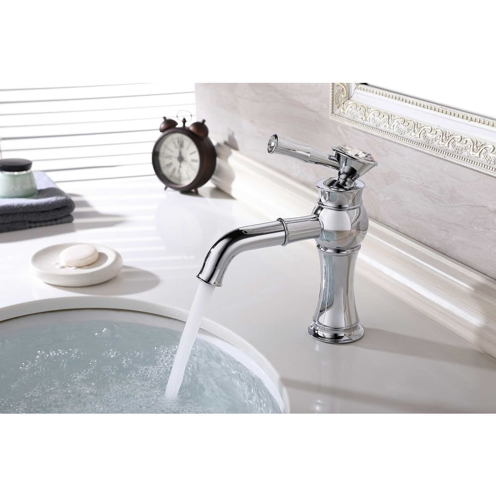 Splash Zuzia Single Handle Chrome Bathroom Faucet with Crystals
