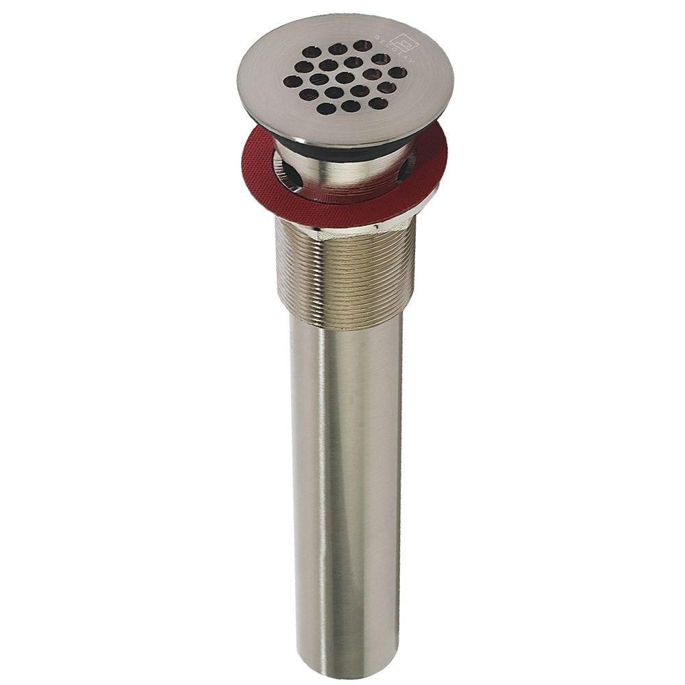 Satin Nickel Brass Grid Drain with Overflow