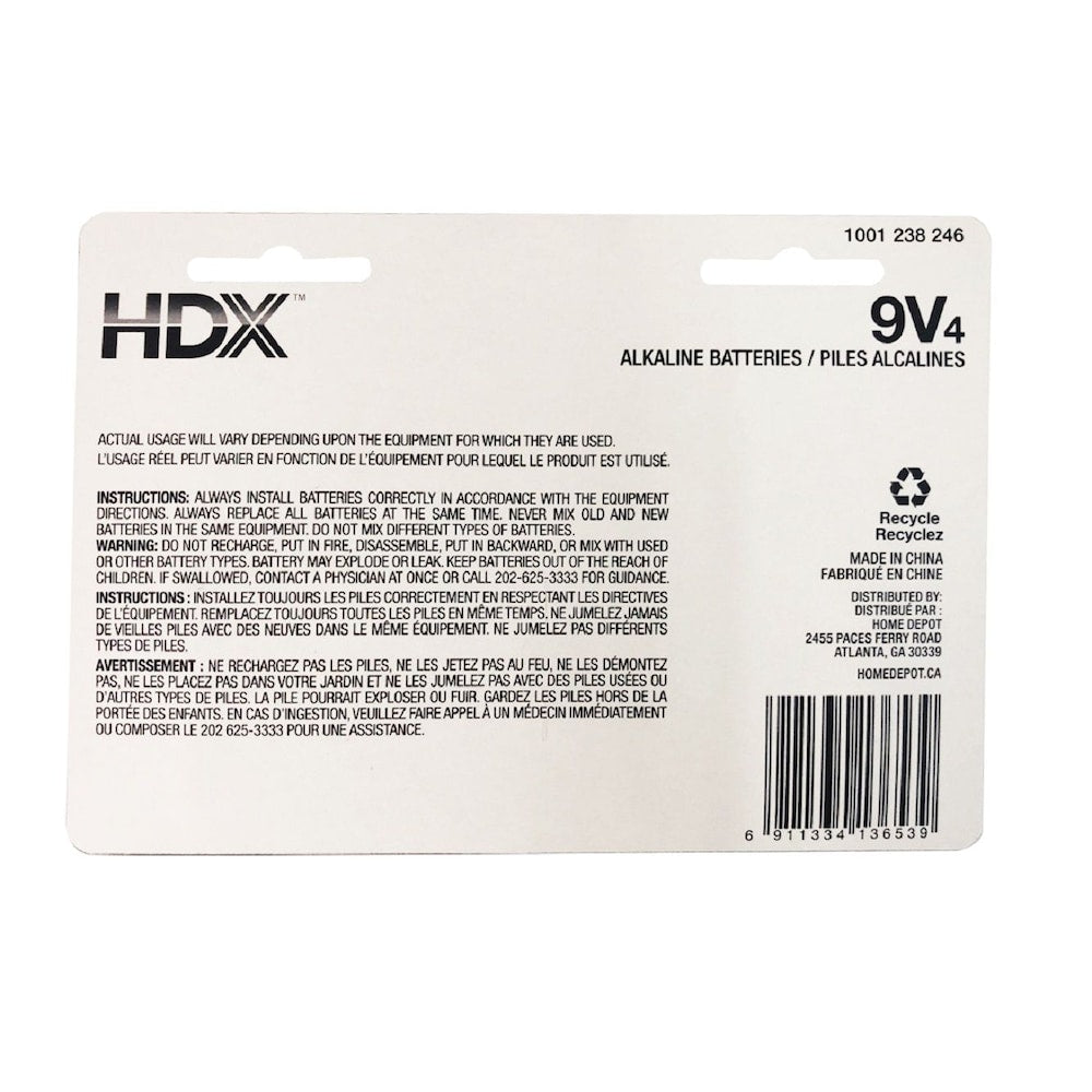 9V Alkaline Battery (4-Pack)