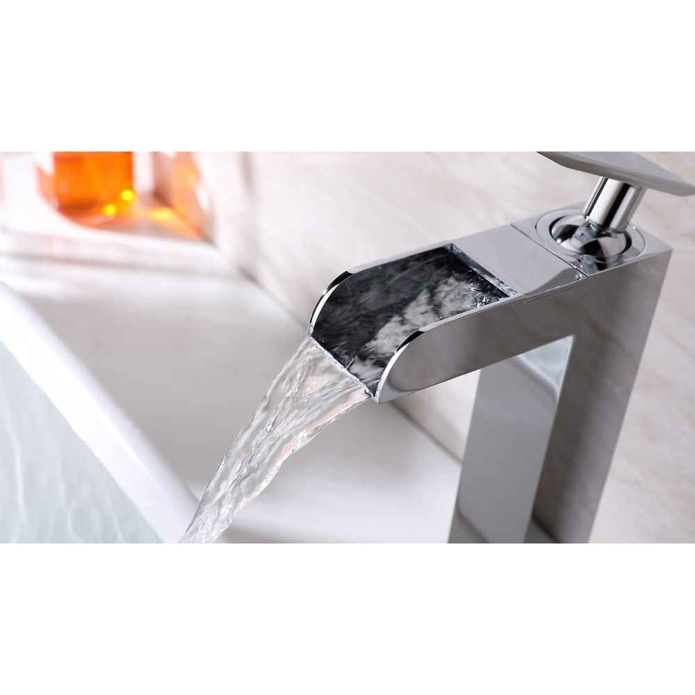 Splash John Waterfall Single Handle Bathroom Faucet in Chrome