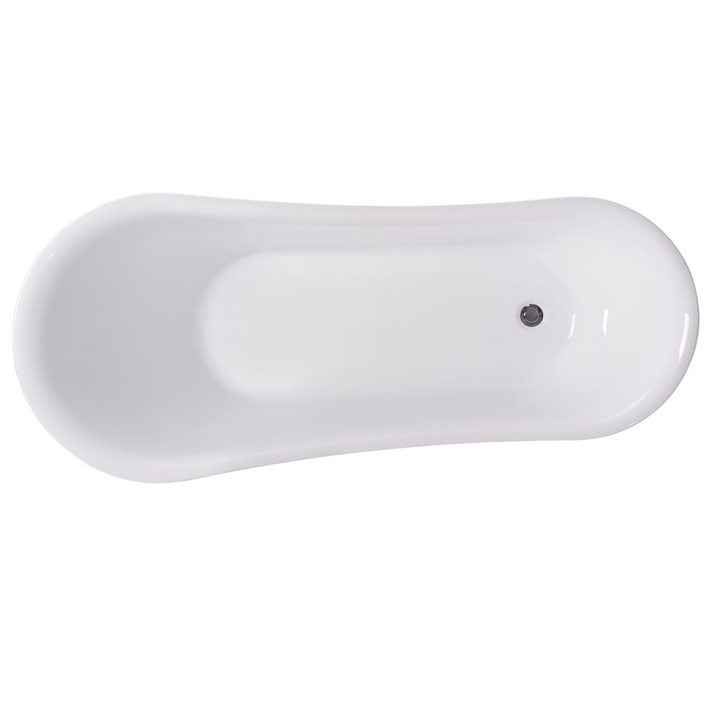 Freestanding claw foot acrylic bathtub with polished chrome pop-up drain. UPC Certified. 6310-L