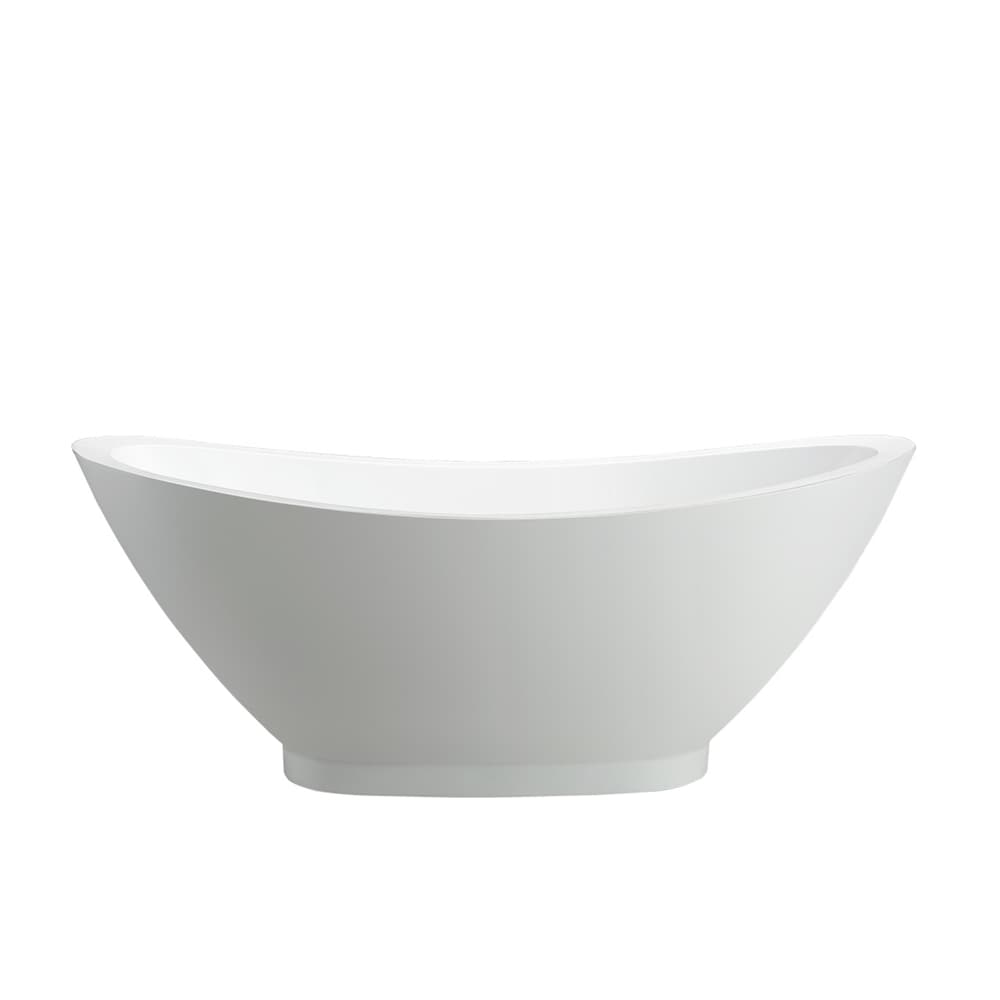 Freestanding acrylic bathtub with polished chrome slotted overflow and pop-up drain. 6516