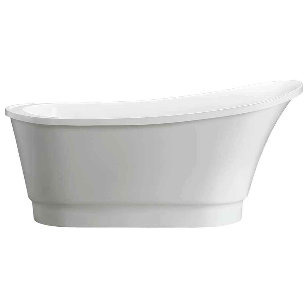 Baignoire autoportante en acrylique avec trop-plein rond en chrome poli et bonde escamotable. 6803