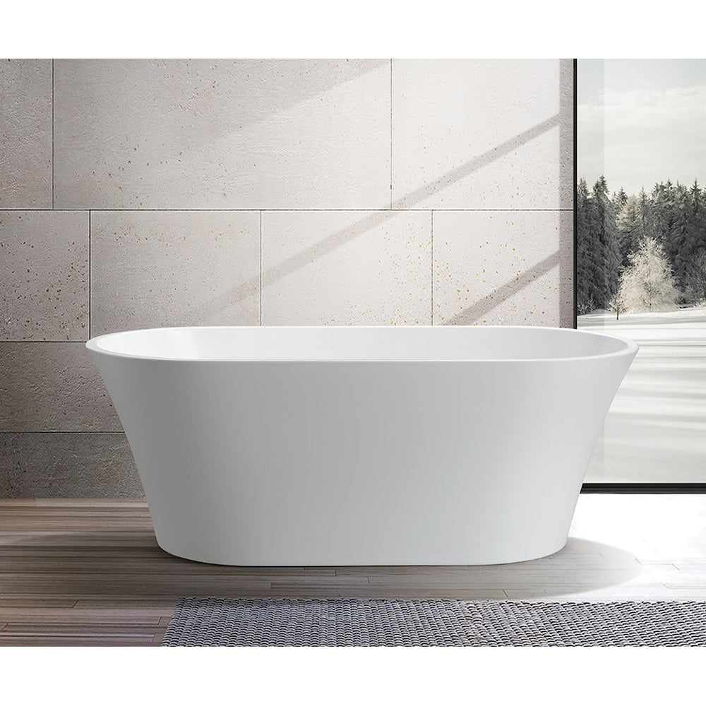 Freestanding acrylic bathtub with polished chrome pop-up drain. 6809