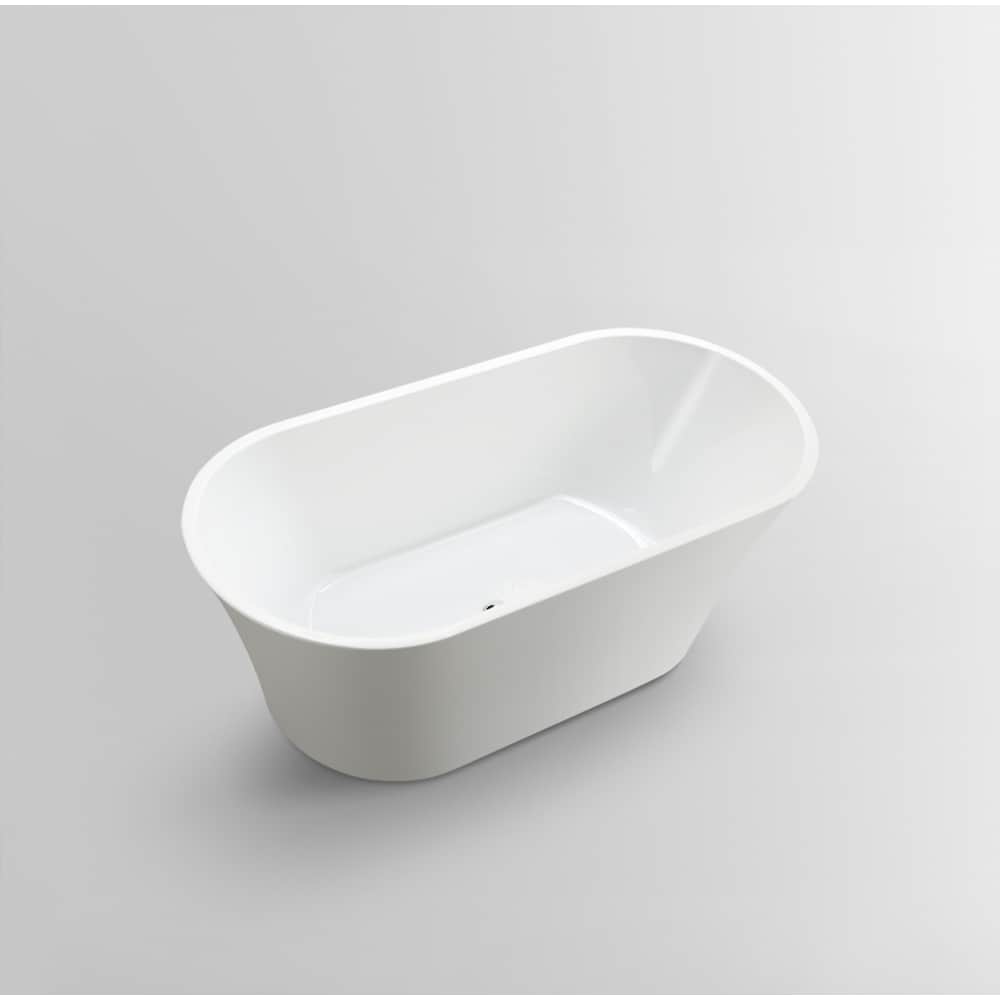 Freestanding acrylic bathtub with polished chrome pop-up drain. 6809