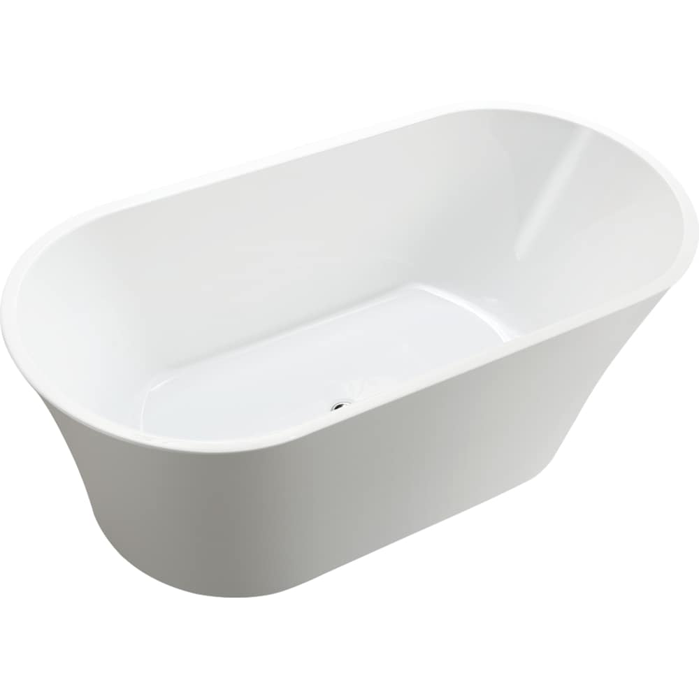 Freestanding acrylic bathtub with polished chrome pop-up drain. 6809
