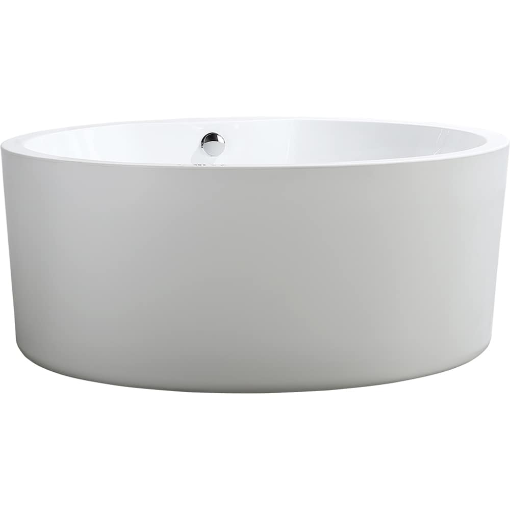 Baignoire autoportante en acrylique avec trop-plein rond en chrome poli et bonde escamotable. 6810