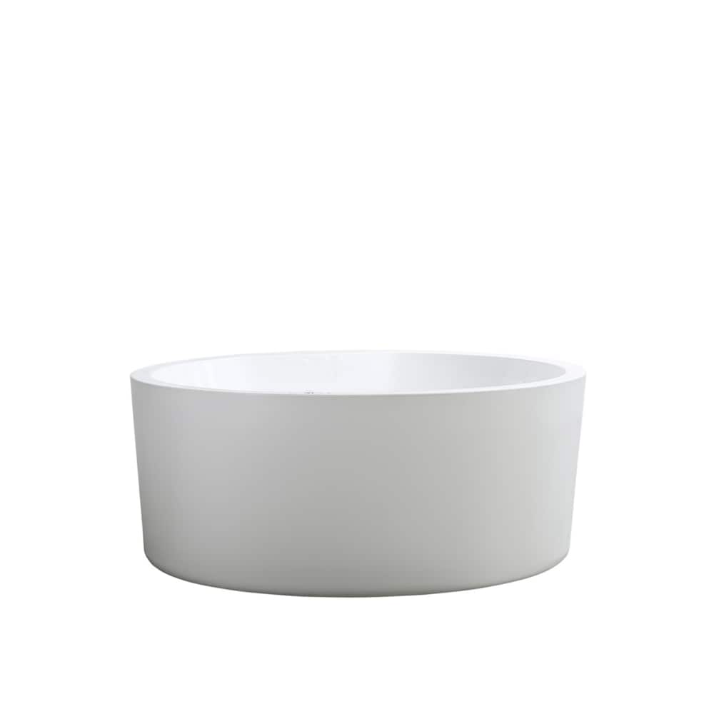 Baignoire autoportante en acrylique avec trop-plein rond en chrome poli et bonde escamotable. 6810