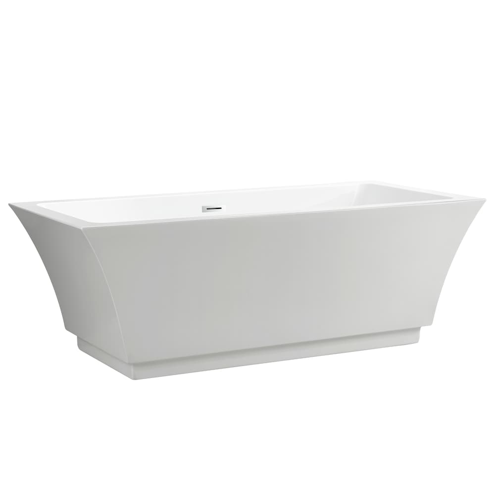 Baignoire autoportante en acrylique avec trop-plein à fentes en chrome poli et bonde escamotable. 6817-L