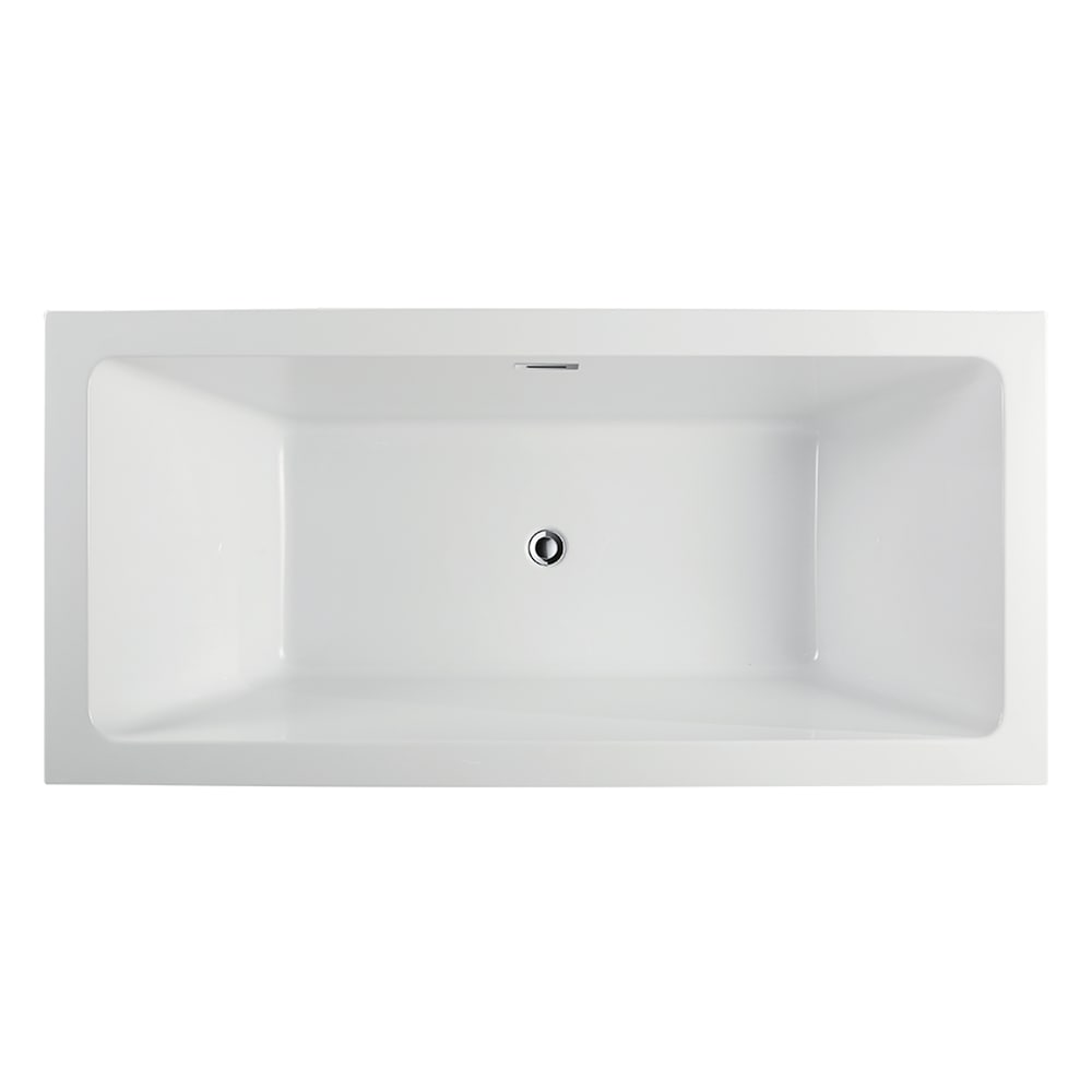 Baignoire autoportante en acrylique avec trop-plein à fentes en chrome poli et bonde escamotable. 6817-L