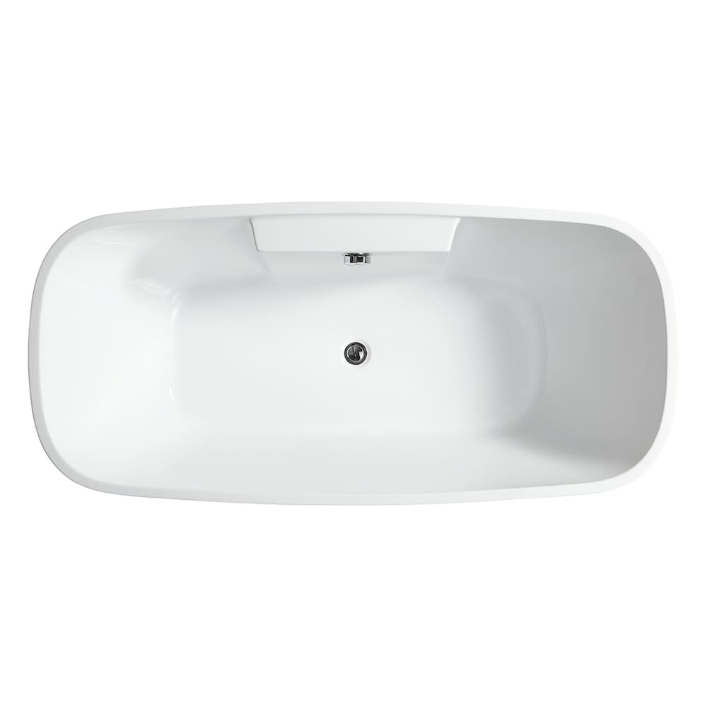 Baignoire autoportante en acrylique avec trop-plein rond en chrome poli et bonde escamotable. 6835-L