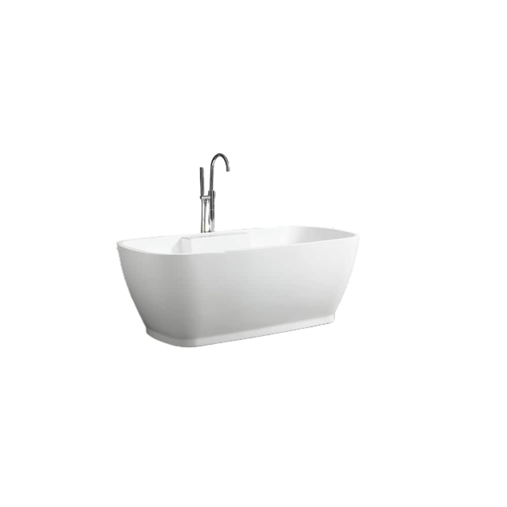 Baignoire autoportante en acrylique avec trop-plein rond en chrome poli et bonde escamotable. 6835-L