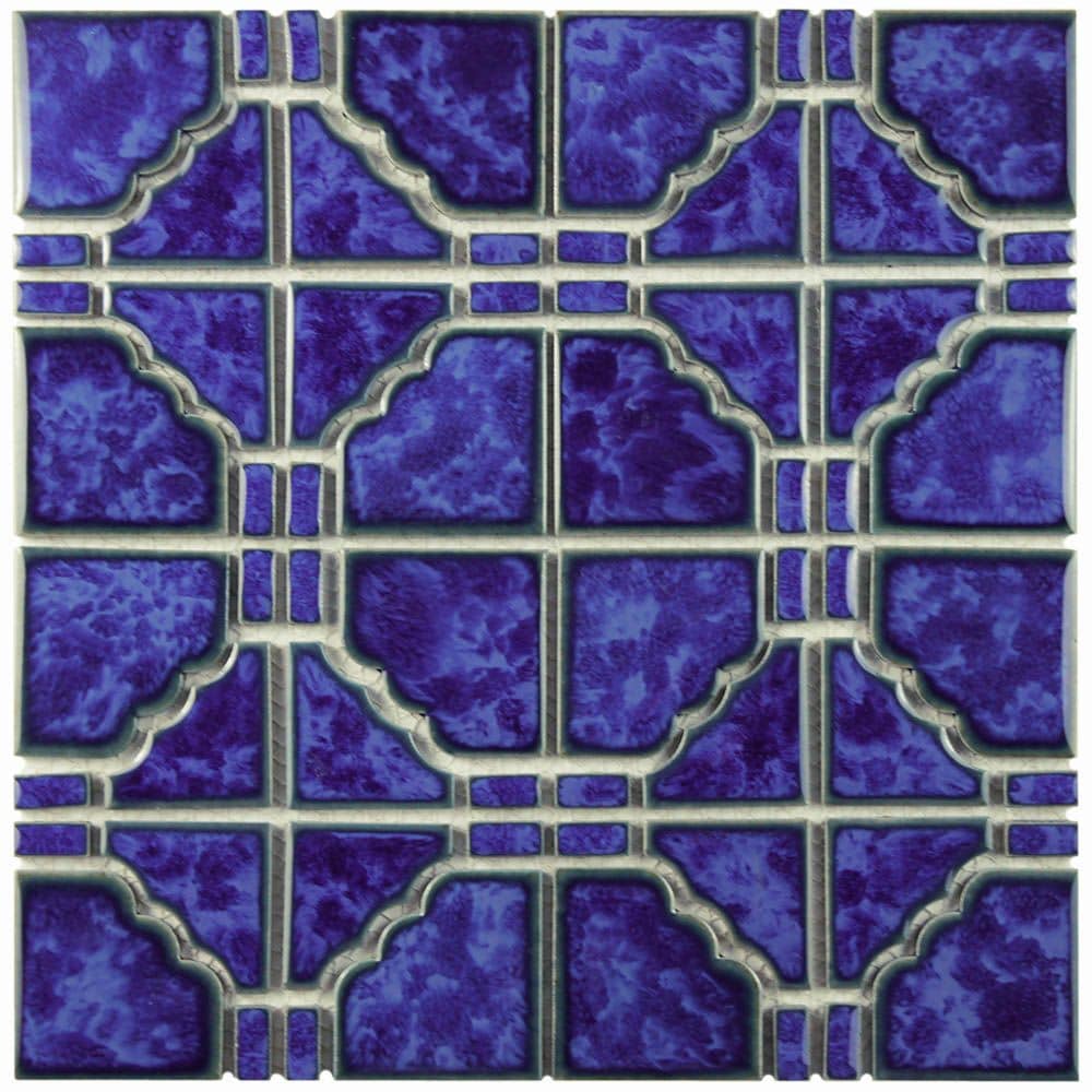 Osaka Blue Cloud 11-7/8 in. x 11-7/8 in. Porcelain Mosaic Tile (10.1 sq. ft./Case)